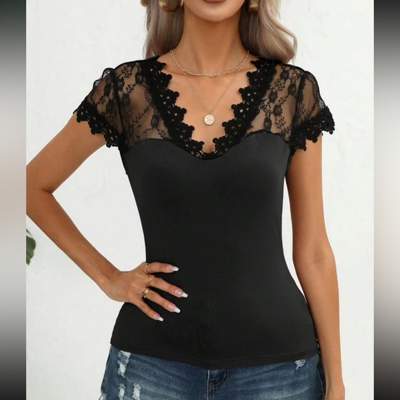 Boho black lace top - Picture 3 of 6